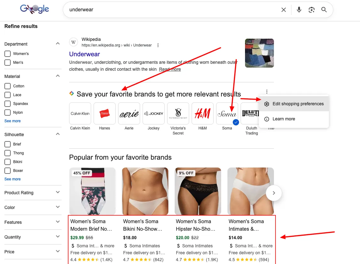 Google Favourite Shopping Brand